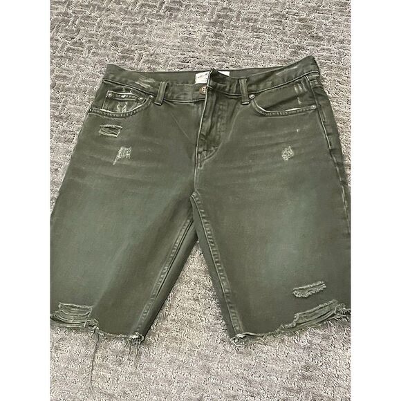 Free People 26 Army Green Denim Shorts (O) - Picture 2 of 5